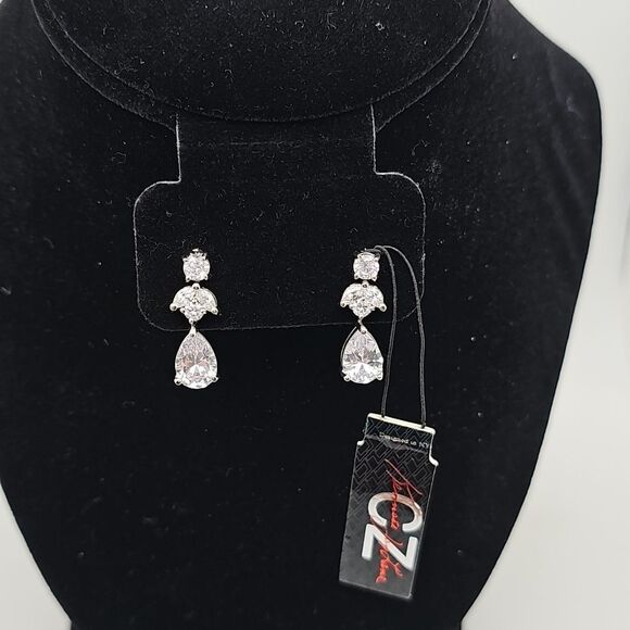 Earrings CZ's by Kenneth Jay Lane Silvertone Hardware Pierced Posts NWT - Picture 1 of 3